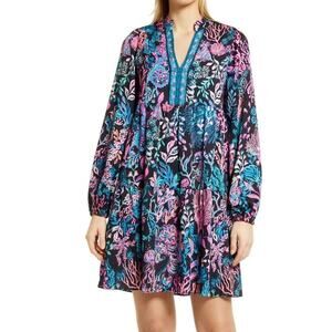 Lilly Pulitzer Arella Swing Long Sleeve Mini Dress Pink Blue XS